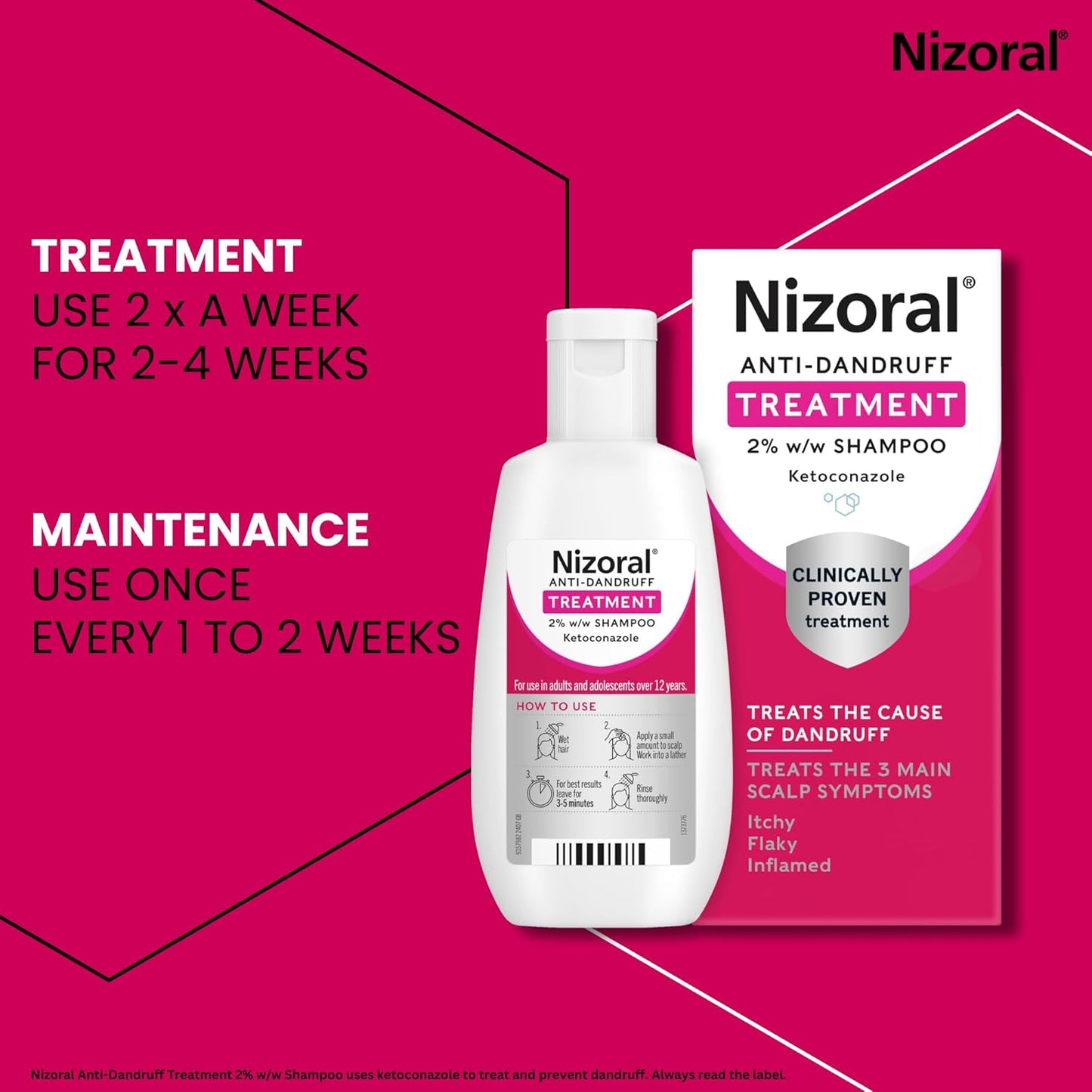Nizoral Ketokonazol 2% Shampoo – Reduserer Flass og DHT i Hodebunn (100 ml)